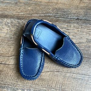 Janie and Jack navy leather driving loafers toddler size 8